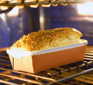 Picture of pretzel bread baking in the oven